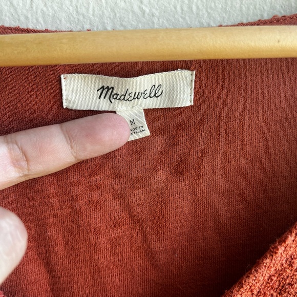 Madewell burnt orange 100% cotton textured tie front top - Picture 5 of 9
